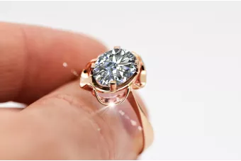 الذهب الوردي الأصلي زركونيا خاتم مجوهرات فينتاج vrc206r